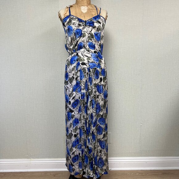 EUC Vintage 80s Sheila de Vries Spaghetti Strap Silk Floral Maxi Dress - Picture 1 of 8